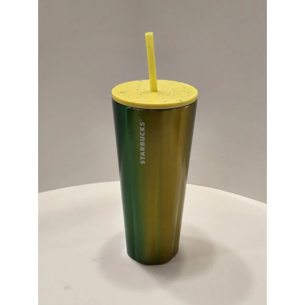 Starbucks Yellow And Green Gradient Tumbler Stainless Steel Cold Cup 24 Oz Venti